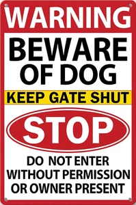 Warning Tin Sign Beware of Dog Perfect Fence Sign Home Yard Farm Garden Garage W - Picture 1 of 7