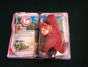 McDonald's Teenie Beanie Babies 2000 ty Dinosaur Trio REX THE TYRANNOSAURUS REX - Picture 1 of 7