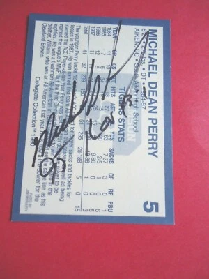 Michael Dean Perry - 1990 Collegiate Autographed Football card #5 - Clemson - DT - Image 1 of 2