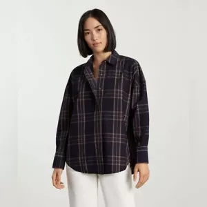 Everlane The Oversized Poplin Shirt Plaid Bottom Down Red and Green Lines modest - Picture 1 of 11