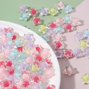 100x Hágalo usted mismo Dijes de Estrellas Acrílico Cuentas Espaciadoras Fabricación de Joyas Pulsera Colgantes - Imagen 1 de 9