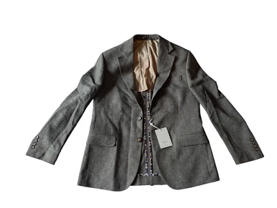 Moss Tailored Fit Grey Herringbone Blazer Jacket - Size 40S, New with Tags - Image 1 of 4