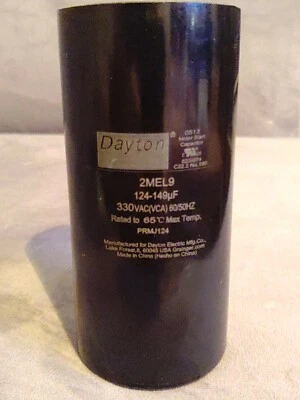 Motor Start Capacitor Dayton 2MEL9 PRMJ124 124-149 Mfd Grainger Supply Round
