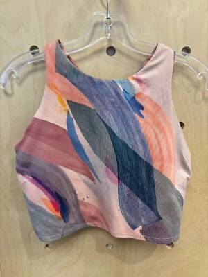 Athleta Conscious A-C Watercolor Brushstroke Racerback Crop Tank Bra Size L - Image 1 of 4