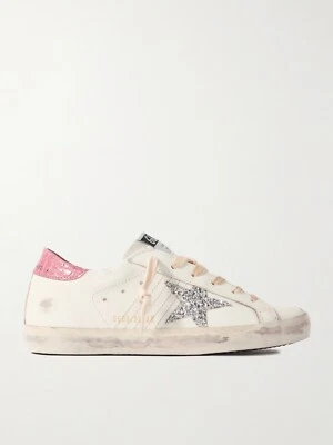 Zapatilla Golden Goose Superstar Cuero Blanco/Rosa/Plateado Brillo 37 Nueva En Caja Foto 1 de 4