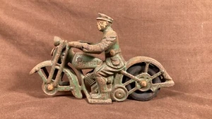 "Arcade Kenton Hubley Patrol Antiguo Hierro Fundido Bicicleta Policía Motocicleta Juguete 6 1/2" - Imagen 1 de 12