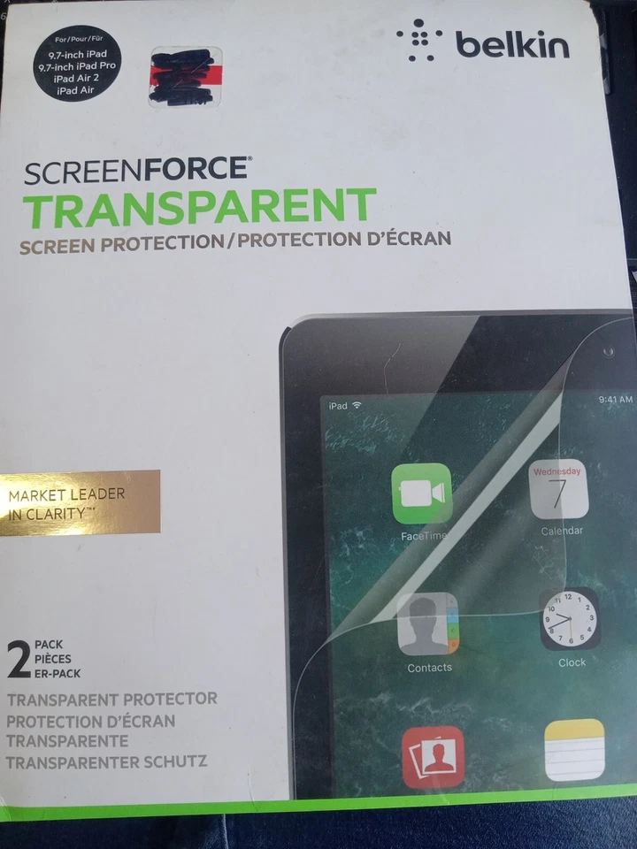 Protector de Pantalla Belkin TrueClear Transparente para iPad Air 2 (Paquete de 2) Nuevo en Paquete  Foto 1 de 1