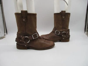 Gianni Bini Cuero Marrón Motociclista Arnés Botines Altos Mujer Talla 7 - Imagen 1 de 9
