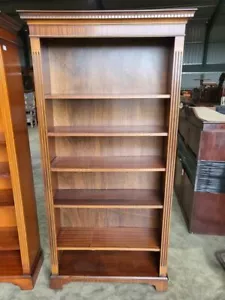 More details for large open front mahogany bookcase adjustable shelves
