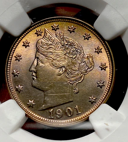 1901 5c Liberty Head V Nickel NGC MS63 Nice Toning Item# 3940 Cover