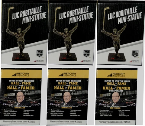 3x Luc Robitaille Mini Statue Stadium  Give Away SGA Bobble Head All New in Box Cover