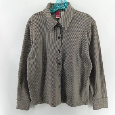 merona blazer women's size large lightweight jacket button front stripes sweater - Image 1 of 4