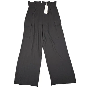 Veronika Maine Pants Womens 10 Black wide leg cargo lightweight Size 10 NWT AA - Picture 1 of 6