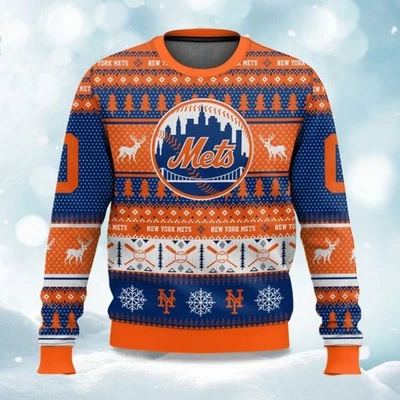2025 Christmas Mets Baseball Personalized Ugly Sweater -  Christmas Gift - Image 1 of 4