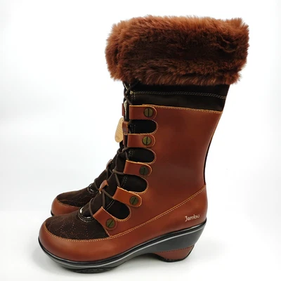 Jambu Cruise-Encore Snow Boots Womens 9.5 M Winter Brown Leather Faux Fur NEW - Image 1 of 4