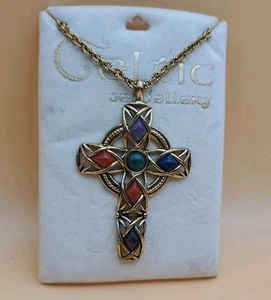 "Collar colgante cruz celta Sol D'or, tono dorado, cadena de 22""" - Imagen 1 de 5