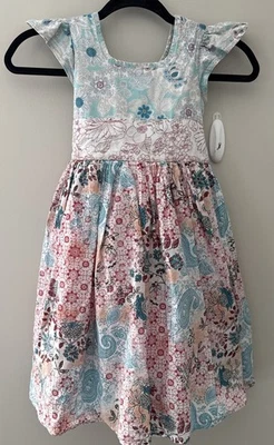 Vestido de jardín para niñas Moxie & Mabel talla 7 muchos tonos de color floral con lazo Foto 1 de 4