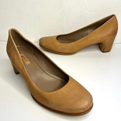 Zapatos de salón Ecco Kiev para mujer 42/11-11,5 cuero nobuck tostado silenciosos de lujo minimalistas - Imagen 1 de 4