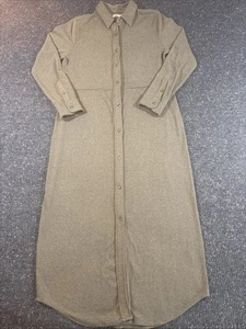 FAHERTY Size Large Button Front Legend Sweater Knit Shirt Dress Olive Green Midi - Picture 1 of 14