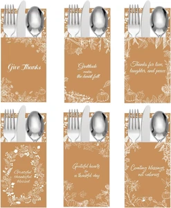 42PCS Thanksgiving Table Decor Cutlery Holder Set - 6 Thanksful Decorations Uten - Picture 1 of 7
