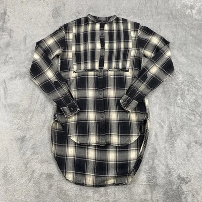 Denim & Supply Ralph Lauren Plaid Shirt Womens XS Pintuck Tuxedo Hi-Low Tunic - Image 1 of 4