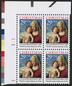 US USA Sc# 2789 MNH FVF PLATE # BLOCK Xmas Christmas Madonna Child Giovanni Cima - Picture 1 of 1