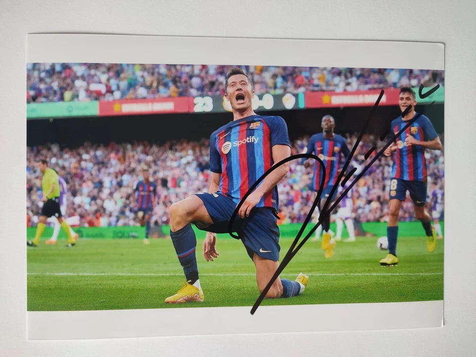 Robert Lewandowski + Bayern München Autogramm FC Barcelona Foto 2025/26 Polen Z7 - Bild 1 von 1