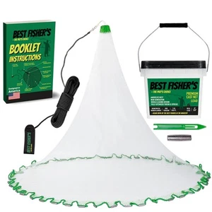 American Pro Cast Net (10-ft) - 4ft/6ft/8ft/10ft/12ft - 3/8" Mesh - Real Lead... - Picture 1 of 7
