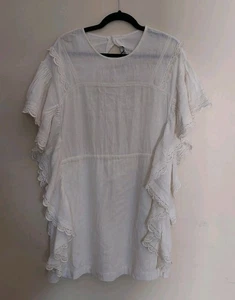IRO Paris Serenity White Boho Crochet Mini Dress Womens Size Small 36 Beachy - Picture 1 of 16