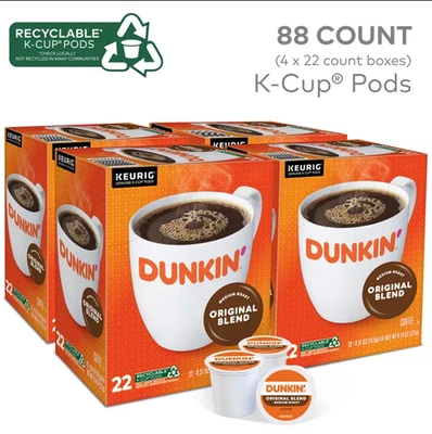 DUNKIN' DONUTS Dunkin' Original Blend Keurig Single Serve K-Cup Pods, Medium Roast, 88 ct( 22X4