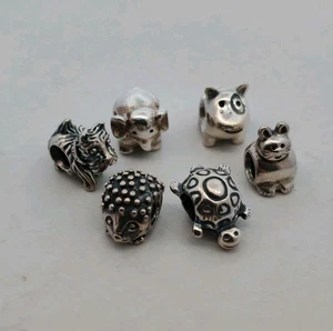 Lot of 6 Sterling Silver PANDORA Charms Beads All Animal or Reptile Designs - Picture 1 of 10