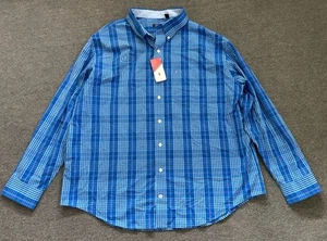 IZOD Shirt Mens 2XL Tall Olympian Blue Plaid Button Down Long Sleeve NWT - Picture 1 of 8
