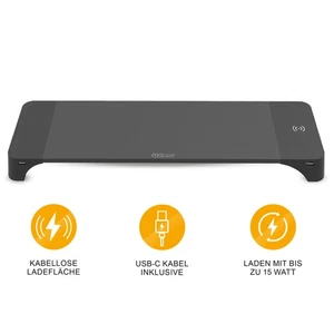 Soporte Monitor con Carga Inalámbrica y Conexiones USB - 15W - Negro - Imagen 1 de 3