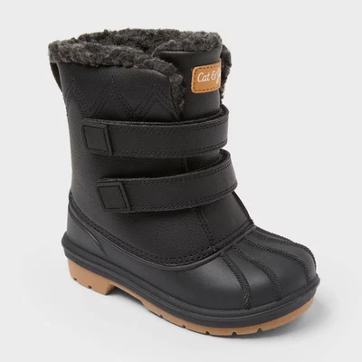 Cat & Jack Toddler Faux Fur Hook-And-Loop Mid Calf Winter Boots Waterproof - Image 1 of 2