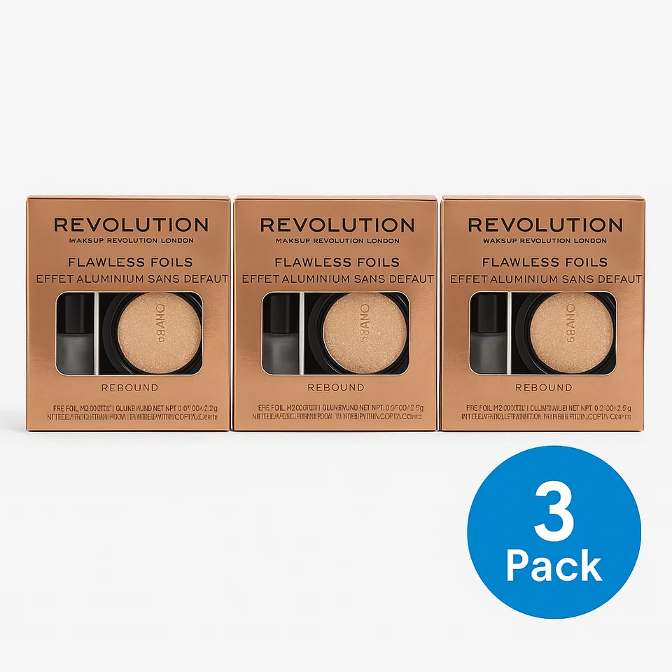 Revolution Flawless Foils Rebound Eyeshadow Kit 3 Pack New - Image 1 of 1