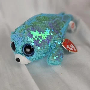 TY 6 Zoll Flippables 6 Zoll WAVES the Seal Beanie Boos Farbwechsel Pailletten Plüsch MWMTs - Bild 1 von 3