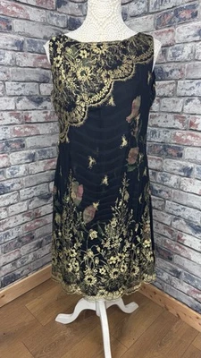 Vestido recto vintage Christian Lacroix negro superpuesto de encaje talla 44 Reino Unido 14-16 Foto 1 de 4