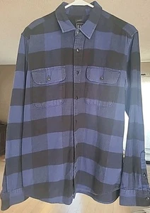 Gap Youth Long-Sleeve Flannel T-Shirt Size Small Color Black & Blue - Picture 1 of 3
