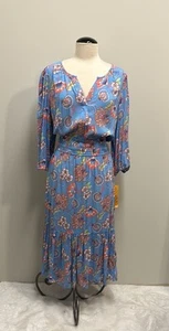 NWT Ruby Rd Floral Printed Patio Party Tiered Peasant Dress 3/4 Sleeve SZ XL - Picture 1 of 12