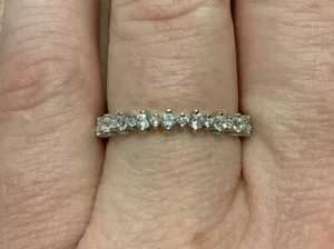 0.7 Carat Lab Created Diamond Round Cut Eternity Ring Platinum Plated 925 Size L - Picture 1 of 8