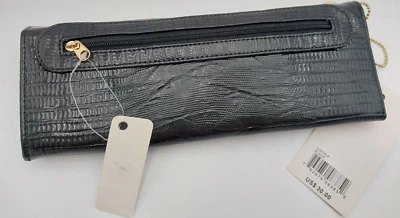 Bolso de mano Big Buddha para mujer de charol en relieve con solapa larga negro Foto 1 de 4