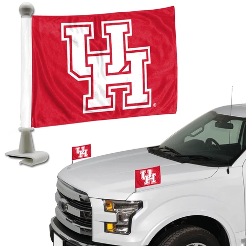 Houston Cougars Set of 2 Ambassador Style Car Flags - Trunk Hood Cover