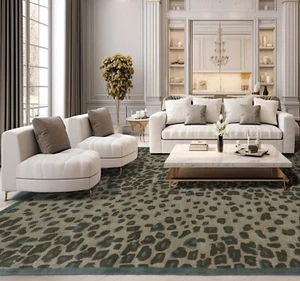 4'x6' Beige Hand Tufted Modern Animal Print Wool & Bamboo Silk Rug - Picture 1 of 3