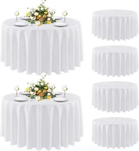 6 Pack 90-Inch Stain Resistant Round Tablecloths- Washable PolyesterTable Covers - Picture 1 of 9