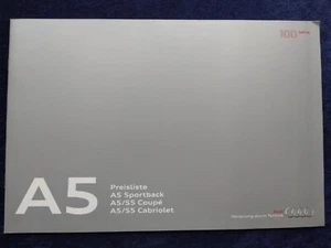 AUDI A5 Sportback Coupe Cabriolet Cabrio Preisliste 8.2009 - Picture 1 of 3