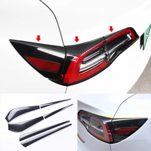 For Tesla 2017-2021 Model 3 Carbon Fiber S.Steel Rear Tail Light Lamp Trim 6P - Foto 1 di 9