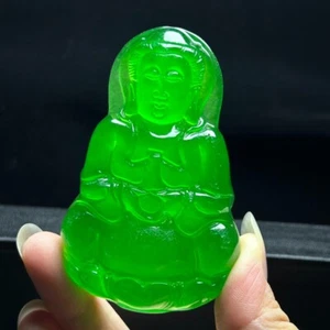 Real Natural high Ice Green Jade Jadeite guanyin Pendant&Necklaces 观音 - Picture 1 of 9