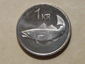  1999 Iceland Coin  Krona  Cod Fish  issue fish coin  The ICELAND GIANT  - Picture 1 of 2