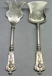 Antique Austrian Solid Silver Spoon and Fork 1867th A2 "Diana head" H.S Hallmark - Picture 1 of 6