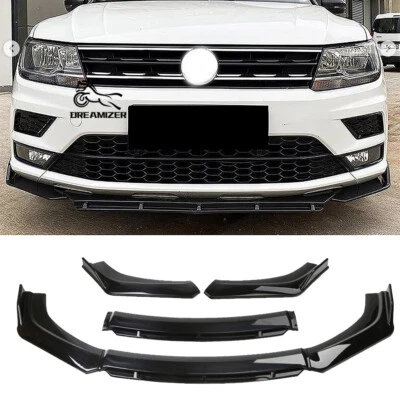 Parachoques delantero divisor labio inferior negro brillante para Volkswagen Tiguan Mk2 Foto 1 de 4